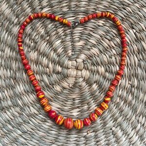Rainbow Calsilica necklace red yellow